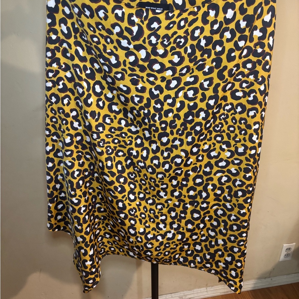 Who What Wear Black and Yellow Asymmetrical Wrap Skirt